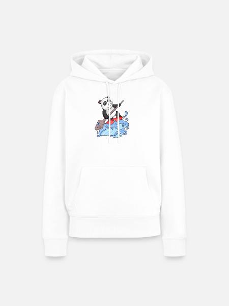 Stand Up Paddling Panda - Frauen Premium Bio Hoodie - Weiß