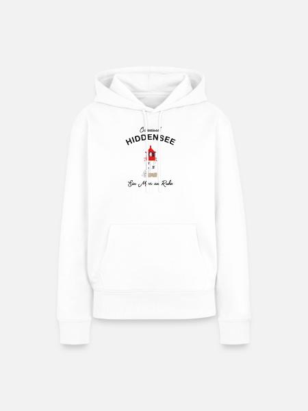 Hiddensee, ein Meer an Ruhe, Leuchtturm Gellen - Frauen Premium Bio Hoodie - Weiß