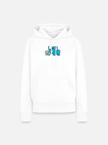 Elefant mit Baby Elefant - Frauen Premium Bio Hoodie - Weiß