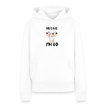 60 ans - 60 ans - câlin - Sweat à capuche Premium bio Femme - blanc - Devant - Julia (174cm)
