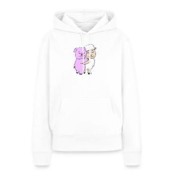 Câlins de cochons et de moutons - câlins - Sweat à capuche Premium bio Femme - blanc - Devant - Julia (174cm)