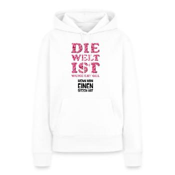 Wunderbar, wenn man einen sitzen hat - Frauen Premium Bio Hoodie - Weiß - Vorne - Julia (174cm)