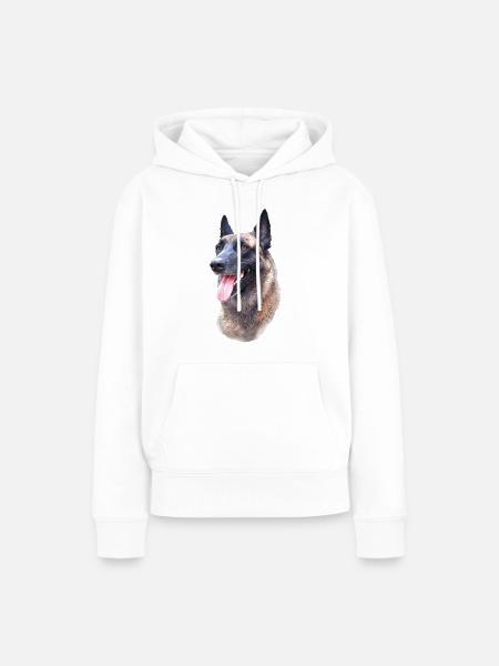 Malinois Hundekopf - Frauen Premium Bio Hoodie - Weiß
