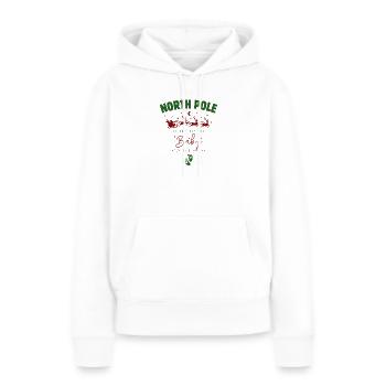 Livraison du Pôle Nord : Annonce Grossesse - Sweat à capuche Premium bio Femme - blanc - Devant - Julia (174cm)