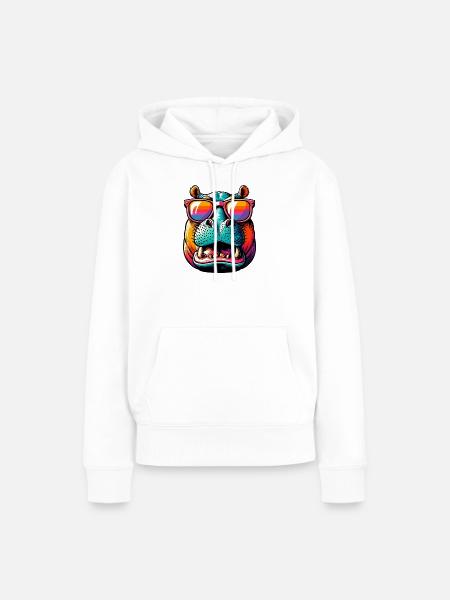 Nilpferd - Frauen Premium Bio Hoodie - Weiß