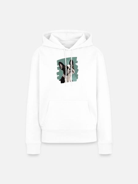 Boston Terrier - Frauen Premium Bio Hoodie - Weiß