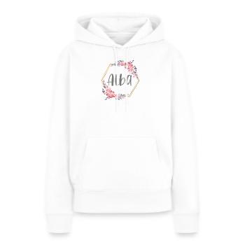 Alba Prénom de Fille Cadeau Personnalisé - Sweat à capuche Premium bio Femme - blanc - Devant - Julia (174cm)