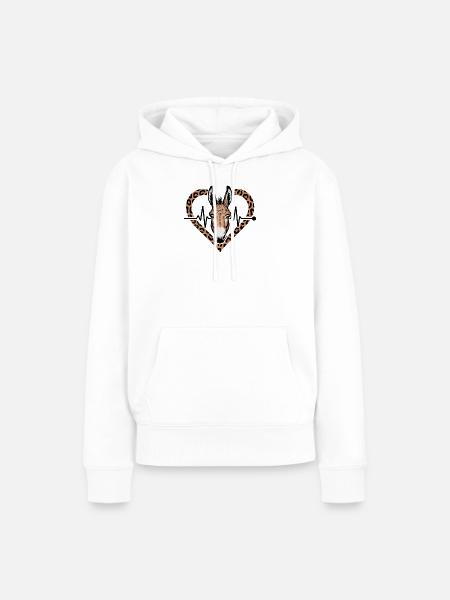 Esel Herz - Frauen Premium Bio Hoodie - Weiß