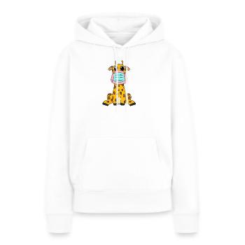 Girafe avec masque – humour et protection - Sweat à capuche Premium bio Femme - blanc - Devant - Julia (174cm)