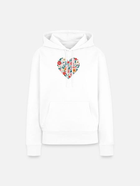 Blumenherz Design - Frauen Premium Bio Hoodie - Weiß