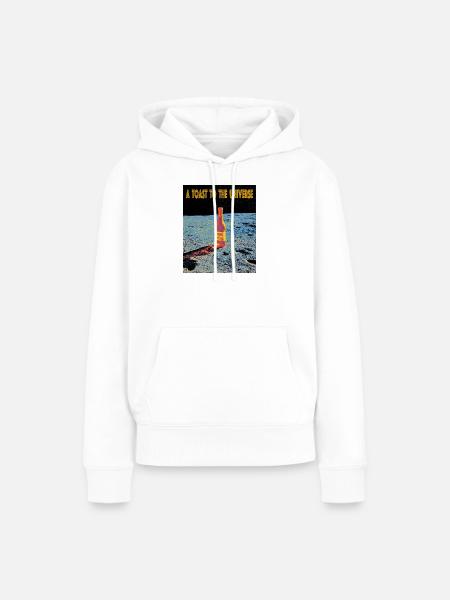 Weltraum-Feier mit Weinflasche - Frauen Premium Bio Hoodie - Weiß