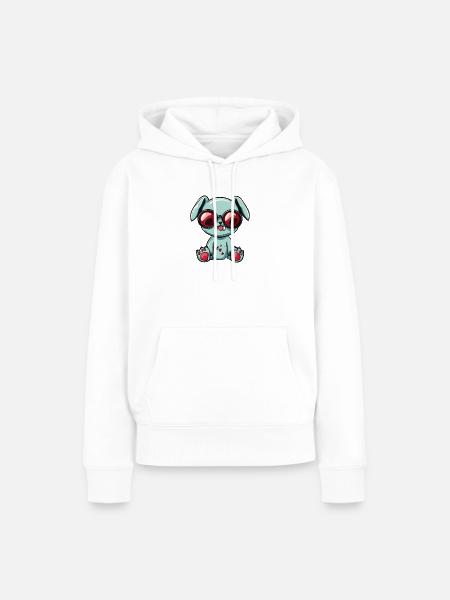 Verspielter Hund mit Sonnenbrille - Frauen Premium Bio Hoodie - Weiß