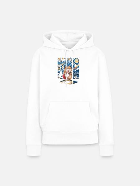 Starry Night Pomeranian - Frauen Premium Bio Hoodie - Weiß