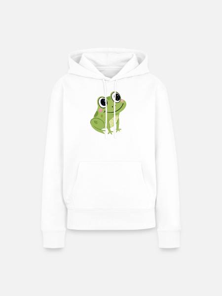 Pastell süßer grüner Frosch - Frauen Premium Bio Hoodie - Weiß