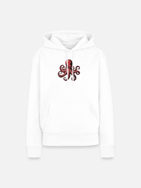 Detaillierte Tintenfischillustration - Frauen Premium Bio Hoodie - Weiß