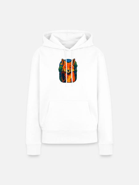 Mitternachtsfuchs rebellisch, liebe Füchse - Frauen Premium Bio Hoodie - Weiß