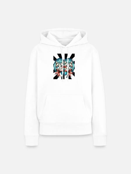 60er Retro Katzen Katze - Frauen Premium Bio Hoodie - Weiß