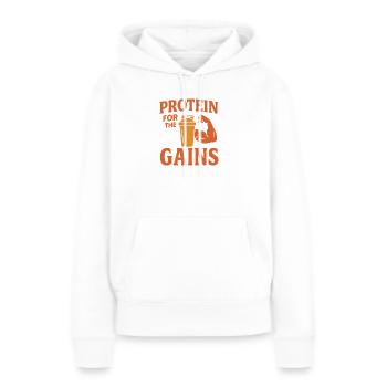Protéines pour la musculation - Sweat à capuche Premium bio Femme - blanc - Devant - Julia (174cm)