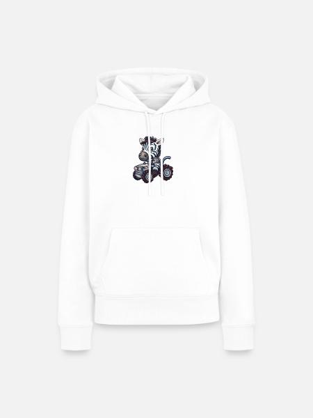 Zebra Traktor Farmer - Frauen Premium Bio Hoodie - Weiß
