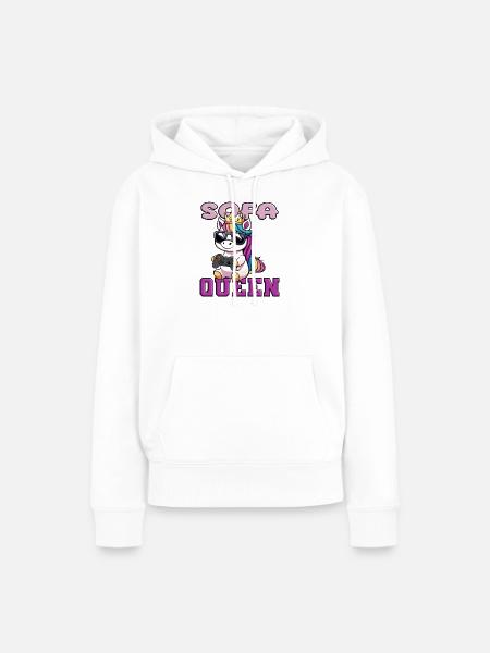 einhorn die sofa queen - Frauen Premium Bio Hoodie - Weiß