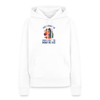 Buntes Pferdeillustration im Aquarell  Pferde Fan - Frauen Premium Bio Hoodie - Weiß - Vorne - Julia (174cm)