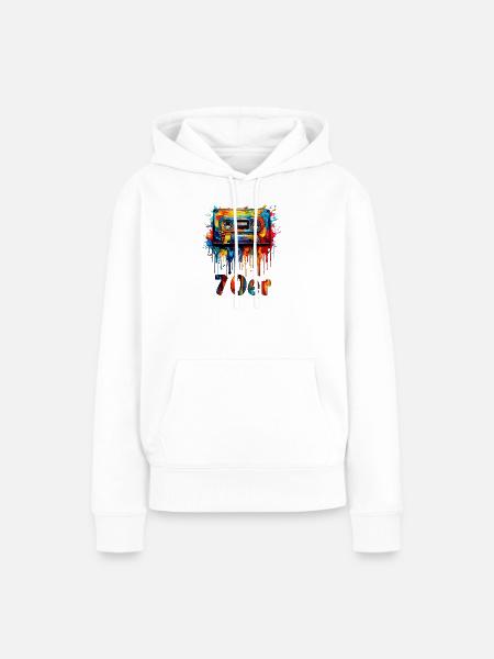 MUSIKKASETTE 70er - Frauen Premium Bio Hoodie - Weiß