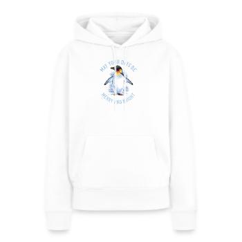 Que vos journées soient joyeuses – Pingouin empereur - Sweat à capuche Premium bio Femme - blanc - Devant - Julia (174cm)