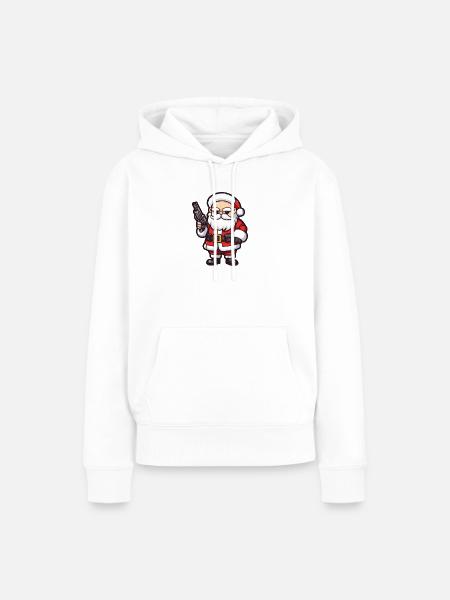 Weihnachtsmann Pistole Santa Weihnachten - Frauen Premium Bio Hoodie - Weiß