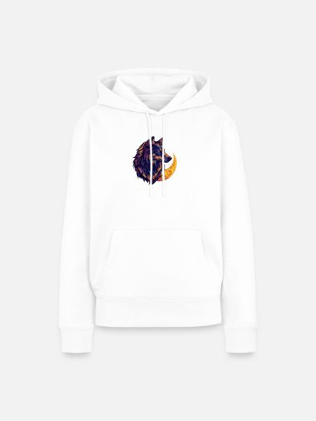 Wolf Mond - Frauen Premium Bio Hoodie - Weiß