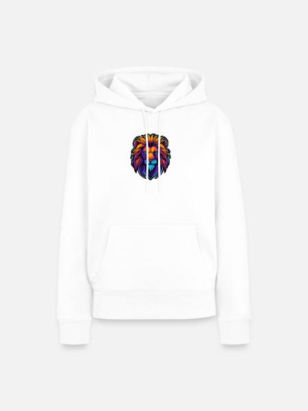 Löwe Bunt - Frauen Premium Bio Hoodie - Weiß