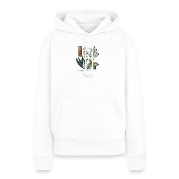 Botanische Kunst - Zimt & Basilikum - Frauen Premium Bio Hoodie - Weiß - Vorne - Julia (174cm)