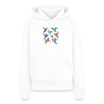 Colibris colorés à l’aquarelle – Légèreté et couleur - Sweat à capuche Premium bio Femme - blanc - Devant - Julia (174cm)