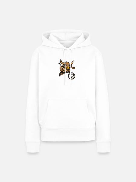 Stier Fußballheld im Sprint - Frauen Premium Bio Hoodie - Weiß