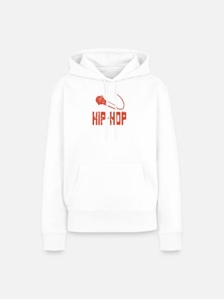 Beat Rhythm Microphone Flow Retro Vibe - Frauen Premium Bio Hoodie - Weiß