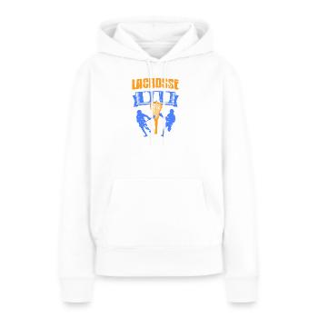 Lacrosse Papa Joueur Fierté Milieu de terrain Fan de sport - Sweat à capuche Premium bio Femme - blanc - Devant - Julia (174cm)