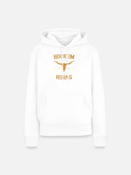 Hookem Horns Texas - Frauen Premium Bio Hoodie - Weiß