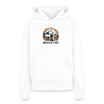 Western Spirit – Vintage Cowboy - Frauen Premium Bio Hoodie - Weiß - Vorne - Julia (174cm)