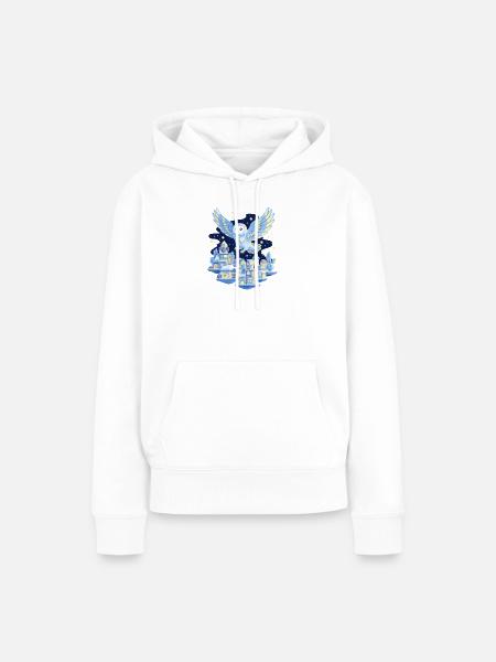 Eulenflug über nächtliche Stadt - Frauen Premium Bio Hoodie - Weiß