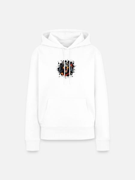 Hunde-Porträt Farbspritzer - Frauen Premium Bio Hoodie - Weiß