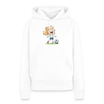 Dessin animé joyeux de l’héroïne du football - Sweat à capuche Premium bio Femme - blanc - Devant - Julia (174cm)
