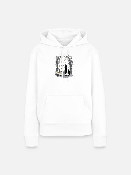 Cozy Nights Cozy Goth Katze - Frauen Premium Bio Hoodie - Weiß
