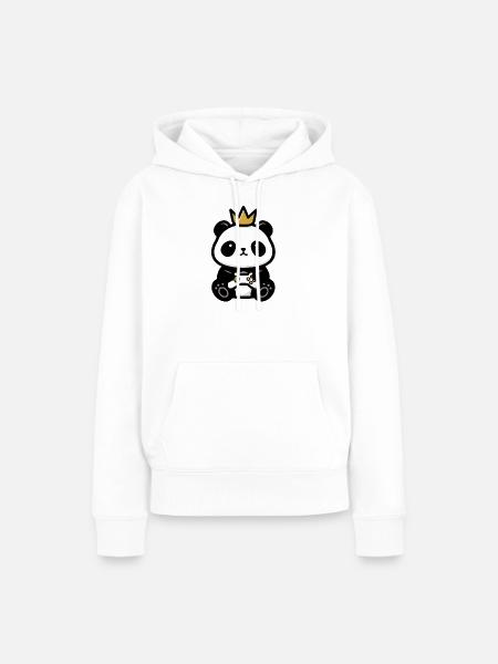 Panda sticker gamer krone - Frauen Premium Bio Hoodie - Weiß