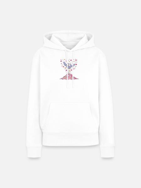 Pastell-Eule mit Liebesherzen - Frauen Premium Bio Hoodie - Weiß