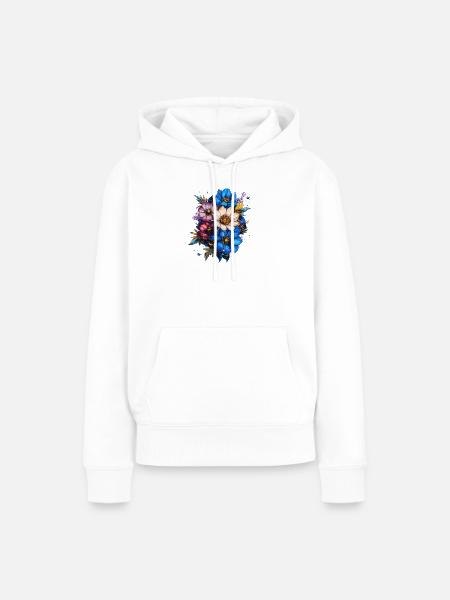 Blütenkosmos Farbexplosion - Frauen Premium Bio Hoodie - Weiß
