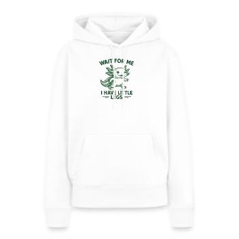 Axolotl disant un mème Humour Petites jambes drôles - Sweat à capuche Premium bio Femme - blanc - Devant - Julia (174cm)