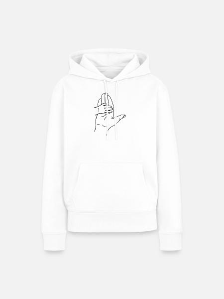 Umarmende Handsilhouette Linienkunst - Frauen Premium Bio Hoodie - Weiß