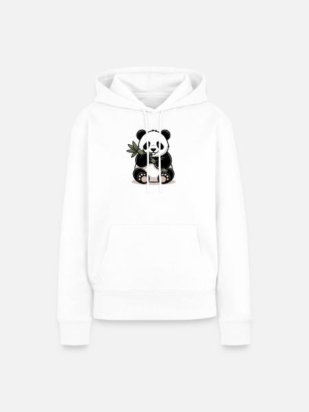 Panda Bambus - Frauen Premium Bio Hoodie - Weiß