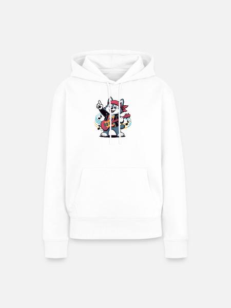 KATZE GITARRE - Frauen Premium Bio Hoodie - Weiß