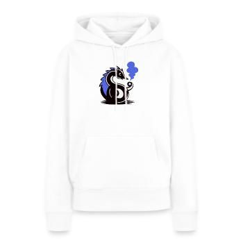Hippocampe de la Braise Bleue - Sweat à capuche Premium bio Femme - blanc - Devant - Julia (174cm)