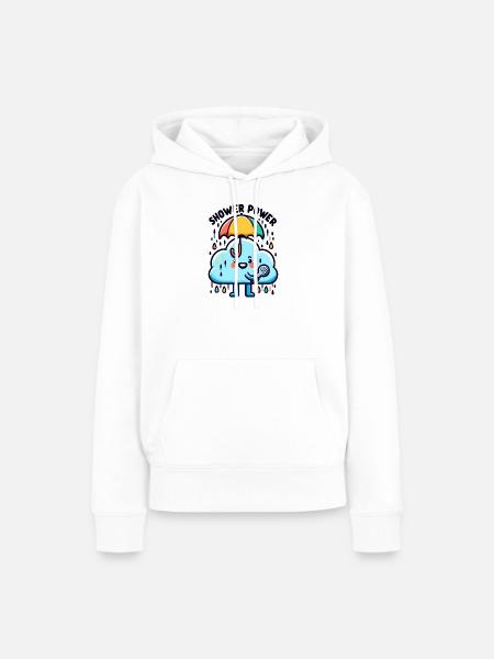 Regenkraft Wolkenlied mit Mikro - Frauen Premium Bio Hoodie - Weiß